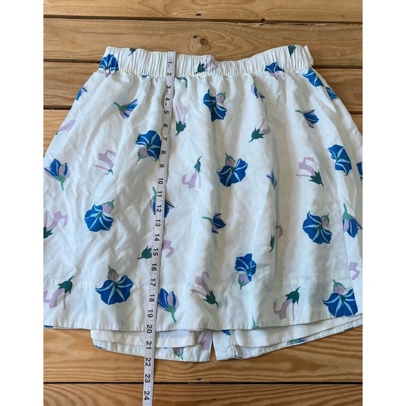 LOFT Outlet Floral Tie Front Flowy Skirt Size Large Women’s White Blue - Picture 5 of 6